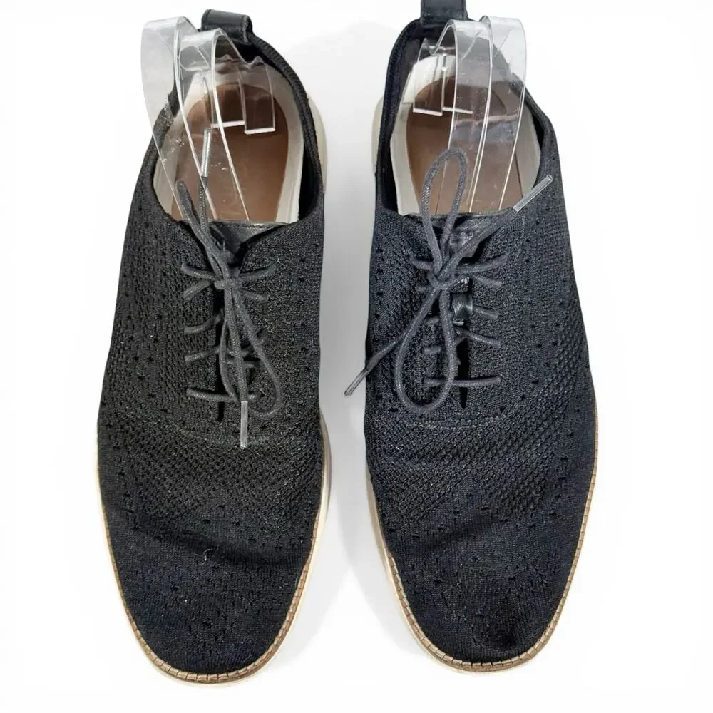 ⭐️Cole Haan Men's 11M Black Originalgrand Stitchlite Wingtip Textile Oxford
